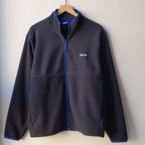 Lands' End Micro Grid Fleece Zip Jacket Black Men's Large